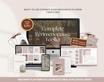 Menopause Template Bundle - Meal Plan, Symptom Tracker, Handouts, Ebook, Instagram Post Canva Templates