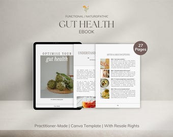Gut Ebook | Canva Template | PLR Resale Rights | For Naturopaths, Nutritionists, Functional Medicine Practitioners