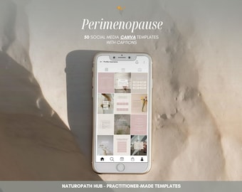 50 Perimenopause Instagram Posts for Naturopaths & Nutritionists | Canva Templates for Functional Medicine Practitioners