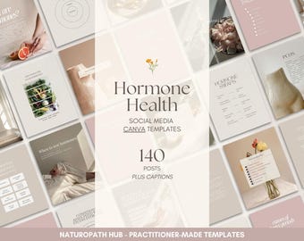 140 Hormone Posts With Captions - Social Media Canva Templates. For Naturopaths, Nutritionists, Functional Medicine