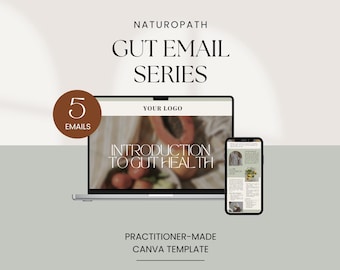 Santé intestinale holistique, 5 e-mails éducatifs, Modèle Canva, Naturopathe, Nutritionniste, Praticien en médecine fonctionnelle