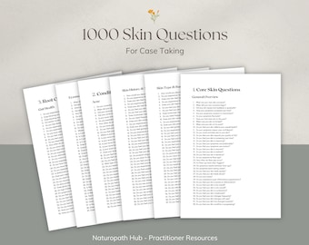 Clinical skin intake questions designed for naturopaths and health practitioners to assess skin conditions