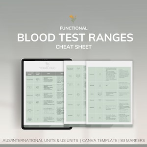 Blood Test Reference Chart, Naturopath Nutritionist, Pathology Cheat Sheet