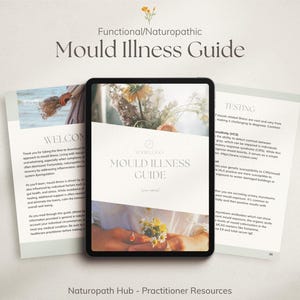 Folleto para pacientes con enfermedades causadas por el moho, plantilla de Canva, para naturópatas, nutricionistas y profesionales de la salud holística.