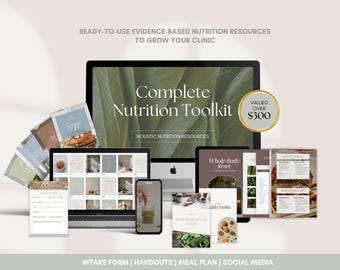 Nutrition Canva Template Bundle - Client Handouts, Meal plan, Social media - For Health Practitioners