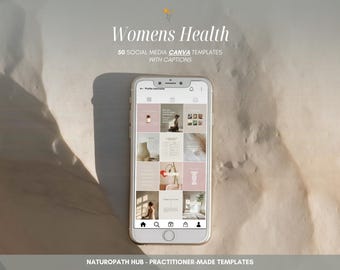 50 Womens Health Social Media Canva Template | Pink | Nutritionist Content | Editable
