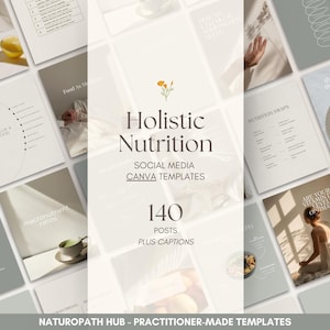 Modèles de nutrition fonctionnelle Instagram Canva - 140 messages et légendes. Pour les naturopathes, les naturopathes, les nutritionnistes, les diététistes