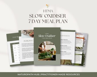 HTMA Slow Oxidiser 7 Day Meal Plan - Editable Canva Template - For Naturopaths, ND's, Nutritionists