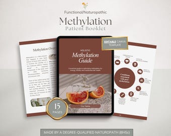 Holistic Methylation Guide | MTHFR | Patient Handout | Editable | Canva Template | For Naturopaths, Nutritionists