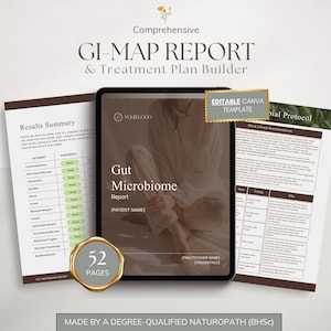 GI-MAP-patiëntenrapport darmmicrobioom: aanpasbare canva-sjabloon, voor professionals