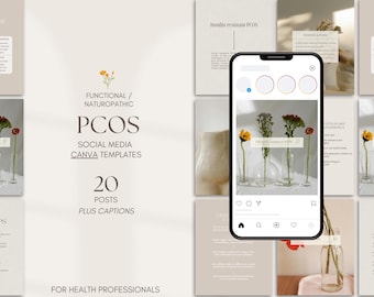 PCOS Social Media Canva Templates, Holistic, Hormones, Instagram, For Naturopaths, Nutritionists, Functional Medicine Practitioners