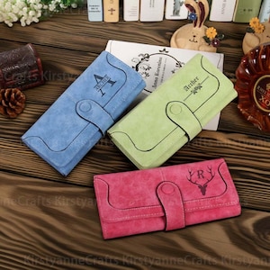 Gepersonaliseerde leren portemonnee voor meisjes vrouwen, aangepaste portemonnee met naam, Moederdag cadeau bruidsmeisje cadeau kerstcadeaus voor haar, cadeau voor moeder