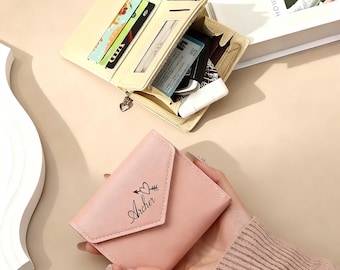 Personalized Leather Wallet | Custom Engraved PU Leather Wallet for Women | Mother’s Day, Birthday, Bridesmaid Gift