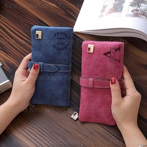 Personnalisation Portefeuille en cuir, Portefeuille pour femme, Porte-monnaie en cuir avec fermeture à glissière, Portefeuille en cuir pour femme, Cadeau d'anniversaire personnalisé, Cadeau pour maman