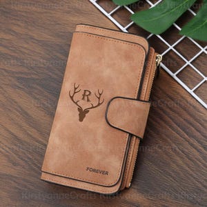 Cartera de cuero personalizada para mujer, regalo de cumpleaños especial personalizado para ella, billetera de cuero plegable para regalo del día de la madre, regalo para la abuela