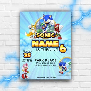 Sonic theme digital birthday party invitation