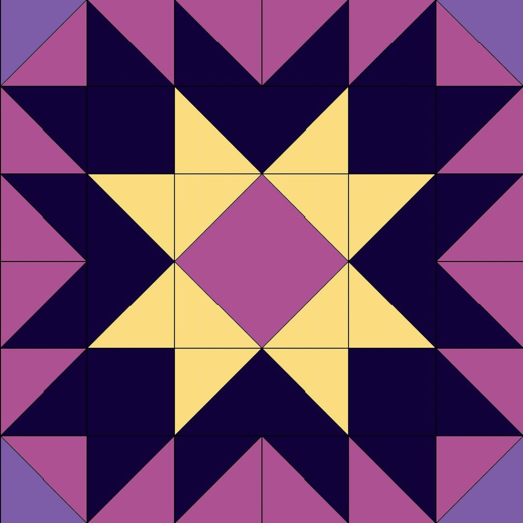 8x8 Double Sawtooth Star Quilt Block Pattern: Easy Patchwork Template ...