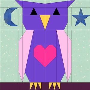 Arwen&#39;s Owl - FPP owl pattern - 10&quot; x 10&quot;