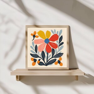 Colorful Boho Flower Digital Art Print – Abstract Floral Wall Art | Botanical Art | Digital Print Wall Art | Wall Décor | Wall Art Gift