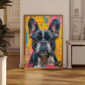 French Bulldog Wall Art | Colorful Frenchie Digital Print | Dog Portrait Modern Pop Art| Digital Print Wall Art | Wall Décor | Wall Art Gift