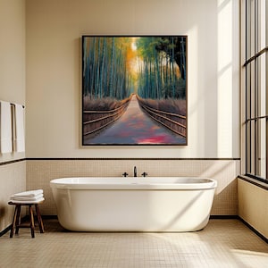 Arte de pared con sendero de bosque de bambú / Impresión de paisaje de naturaleza serena / Póster de tranquilidad zen / Arte de pared con impresión digital / Decoración de pared / Regalo de arte de pared