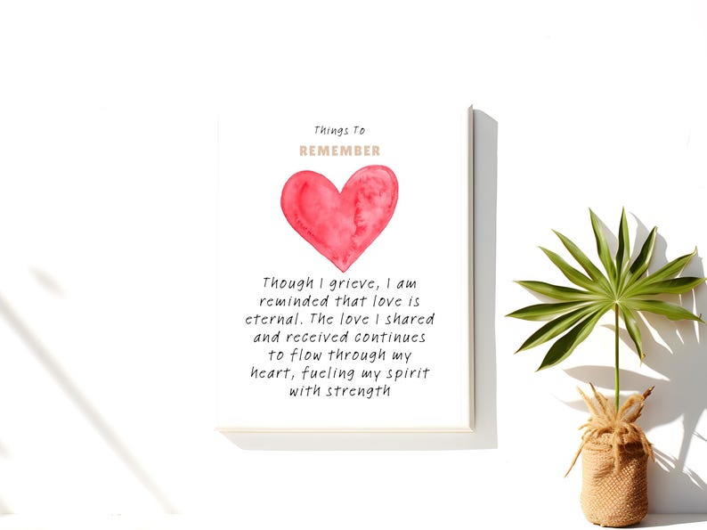 Printable Love Quote Wall Art – Watercolor Heart Poster, Healing Grief ...