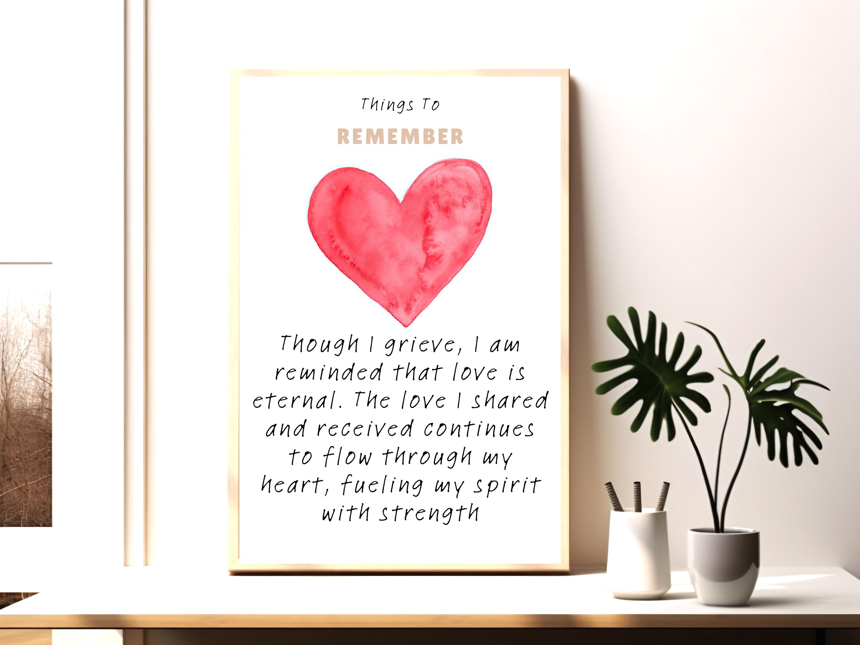 Printable Love Quote Wall Art – Watercolor Heart Poster, Healing Grief ...
