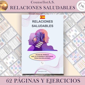 Relaciones Saludables - 62 páginas em espanhol - livro de trabalho, saúde adolescente, ansiedade, depressão, manipulação, terapia de grupo.