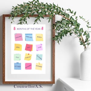 Months of the Year Educational Poster for Children, PRINTABLE Wall Art ...