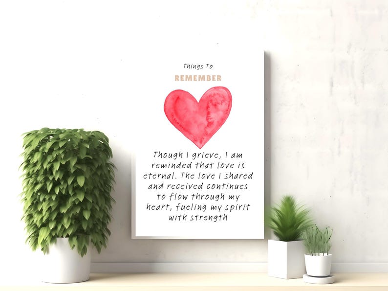 Printable Love Quote Wall Art – Watercolor Heart Poster, Healing Grief ...