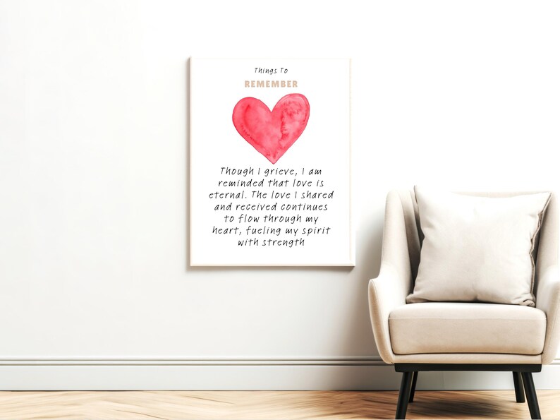 Printable Love Quote Wall Art – Watercolor Heart Poster, Healing Grief ...