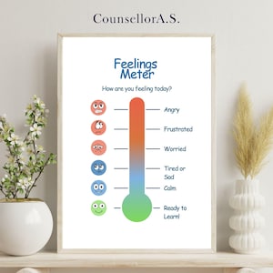 Feelings Meter, Educational poster for children, PRINTABLE Wall Art, Montessori Homeschool Decor, Decor, DIGITAL DOWNLOAD