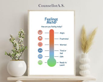 Feelings Meter, Educational poster for children, PRINTABLE Wall Art, Montessori Homeschool Decor, Decor, DIGITAL DOWNLOAD