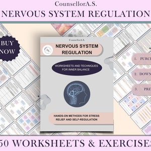 Nervous System Regulation - Workbook, Somatic Exercises Polyvagal Theory Ladder Vagus Nerve Therapy Techniques Worksheets Co-regulation