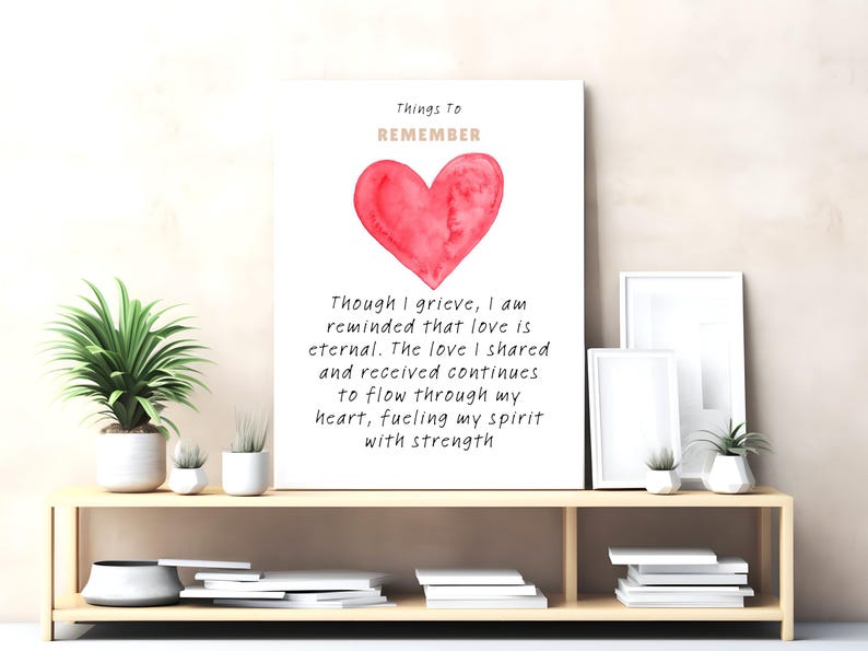 Printable Love Quote Wall Art – Watercolor Heart Poster, Healing Grief ...