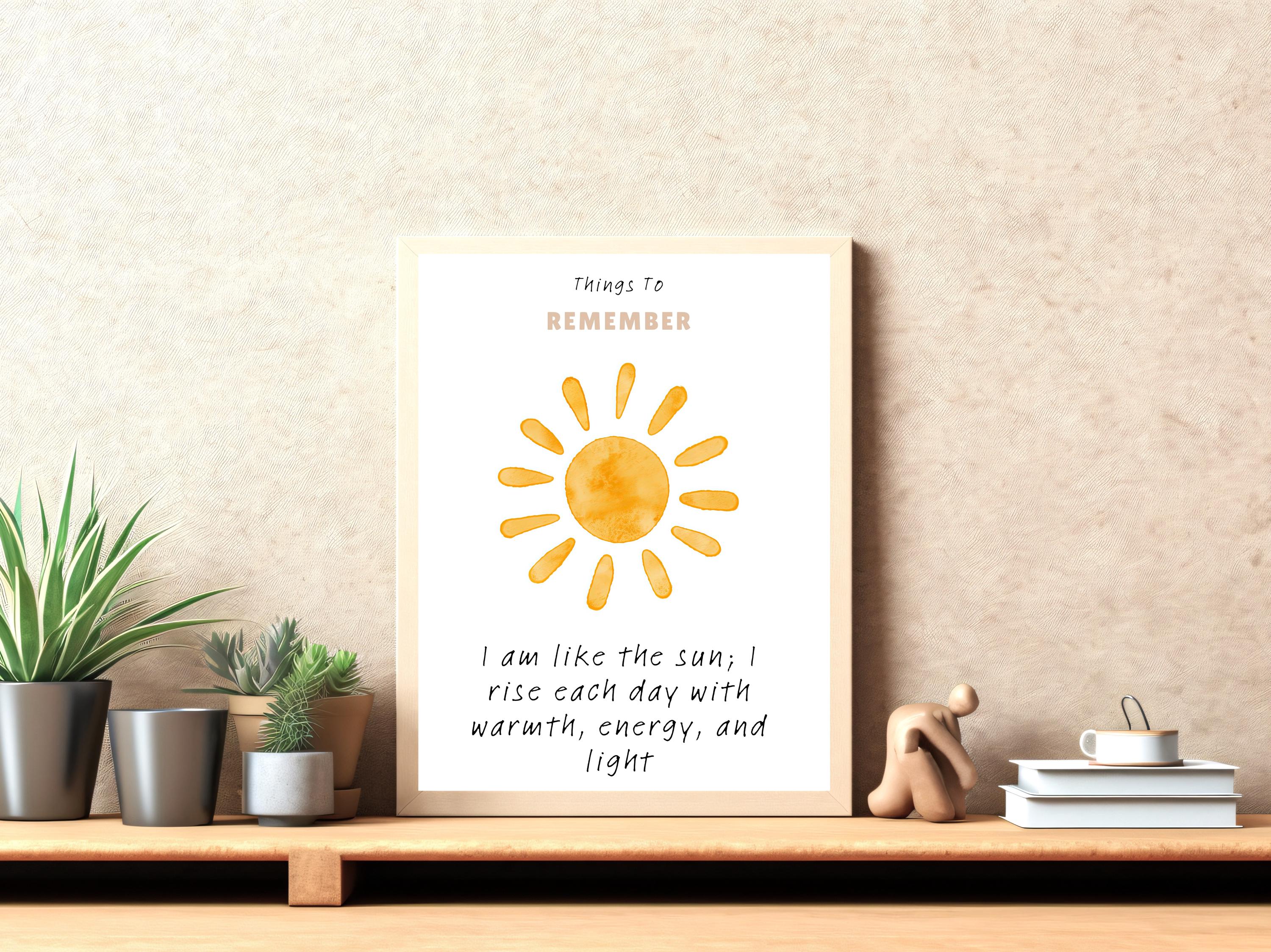 Printable Sun Wall Art – Inspirational Quote Poster, Positive ...