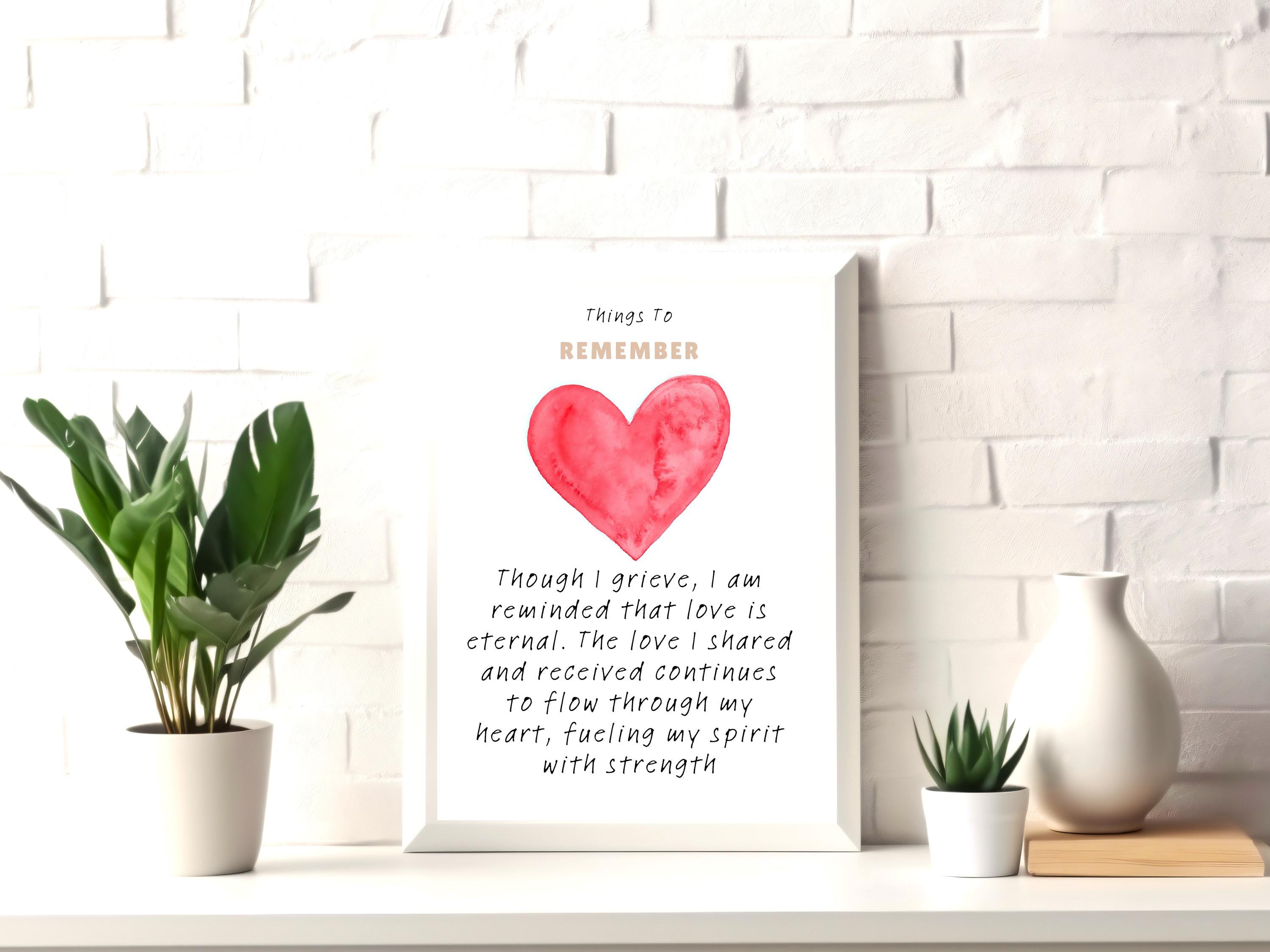 Printable Love Quote Wall Art – Watercolor Heart Poster, Healing Grief ...