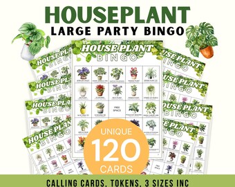 120 Unique Printable Cards, Houseplant Bingo Boards, Botanical Party Activity, Plant Lover Birthday, Garden Club, Large Group Event