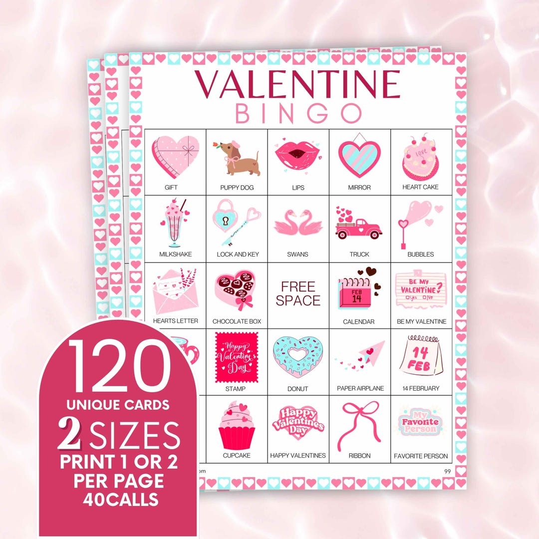 Valentine Bingo Game - February Classroom Game, Fun Kids Activity for ...