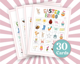 Easter Bingo Game: 30 Printable Cards, Kids Classroom Activity (PDF)
