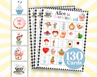 Alice in Wonderland Bingo Game: Mad Hatter Tea Party (Printable)