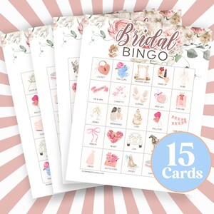 BRIDAL BINGO Juego de ducha de boda, Novia de boda precargada para ser imprimible, Tarjetas de despedida de soltera de despedida de soltera, Entretenimiento de despedida de soltera B17