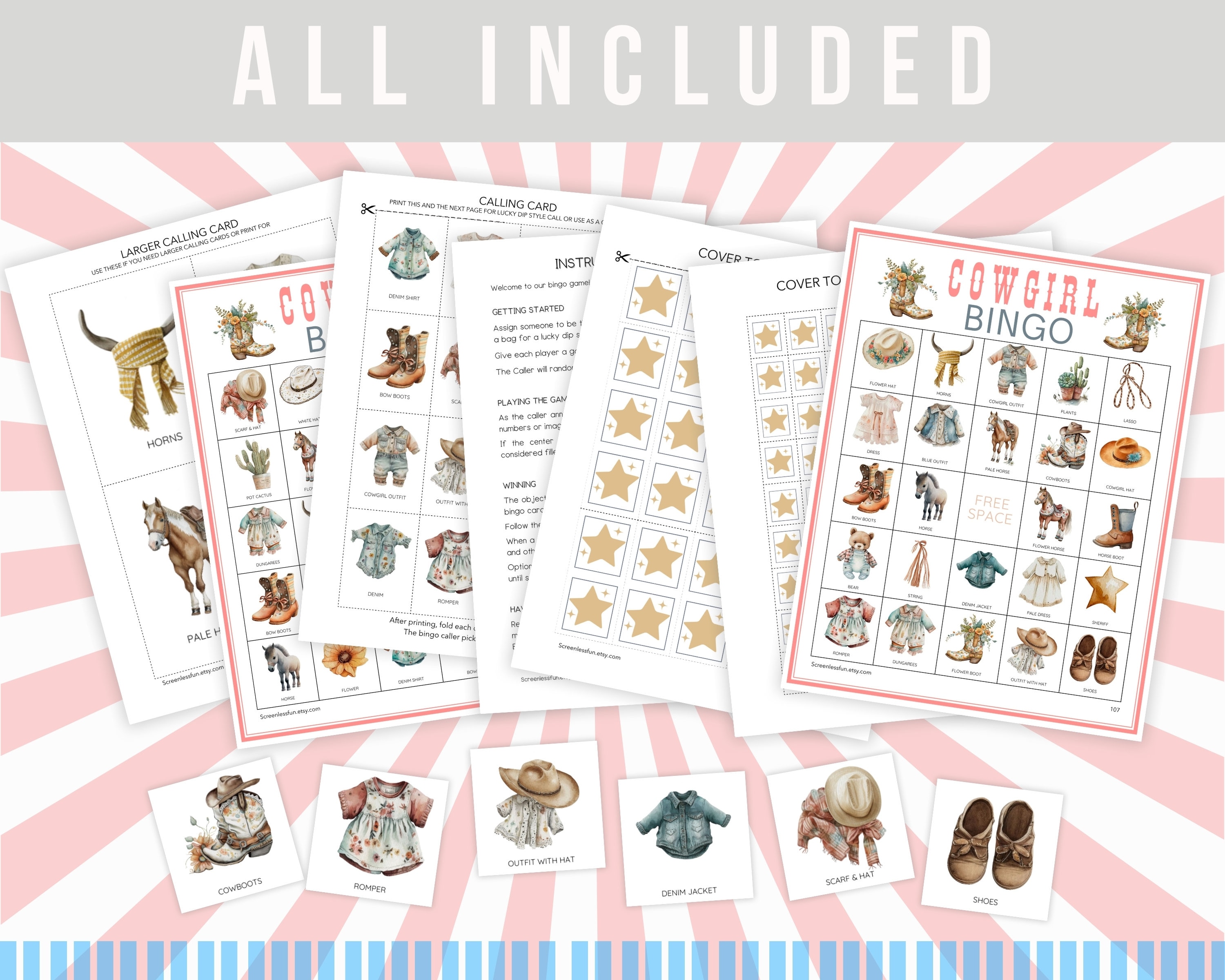Cowgirl Bingo Game: Western Birthday Party, Baby Shower (printable) - Etsy