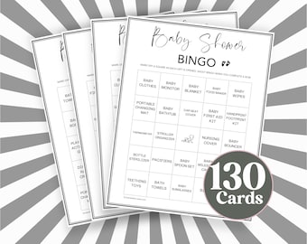 Baby Shower Bingo Game: 130 Printable Cards (US Letter)