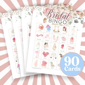 90 tarjetas de bingo de despedida de soltera con imágenes, tableros de bingo de novia únicos para ser, juego de despedida de soltera, juego de invitados imprimible, diversión previa a la boda B17