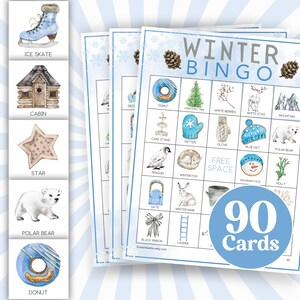 Winterbingokaarten voor kinderen, Winter Wonderland-feestspel voor kinderen, winteractiviteitenfeestspel, spel voor tieners en volwassenen, afdrukbaar groot feest B06