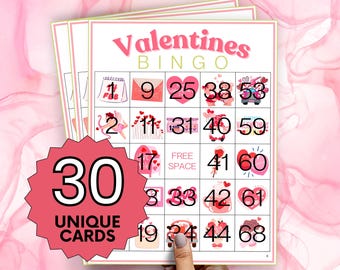 Walentynkowa gra bingo: fajna aktywność dla całej rodziny (do druku)