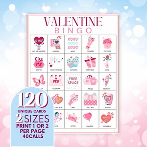 Tarjetas de bingo de San Valentín, juego de fiesta de febrero, divertida celebración de San Valentín, actividad para toda la familia, juegos con temática de corazones b62