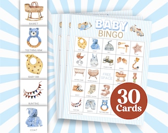Baby Boy Bingo Cards: Baby Shower Game (Printable)