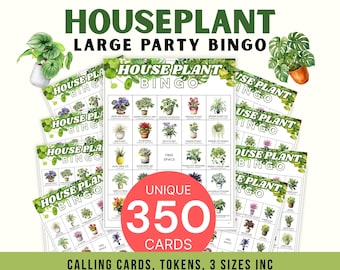 Houseplant Bingo Game, 350 Unique Cards, Large Group Party Activity, Plant Lover Garden Club, Office Team Building Printable